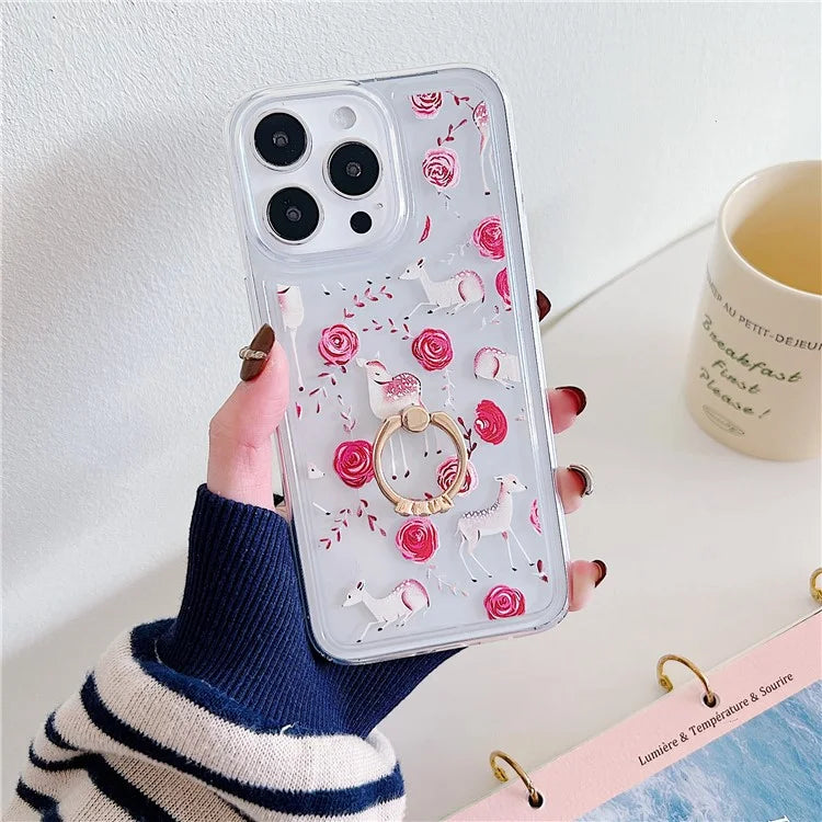 For iPhone 15 Pro Case Butterfly Pattern Printing TPU Airbag Phone Cover with Kickstand