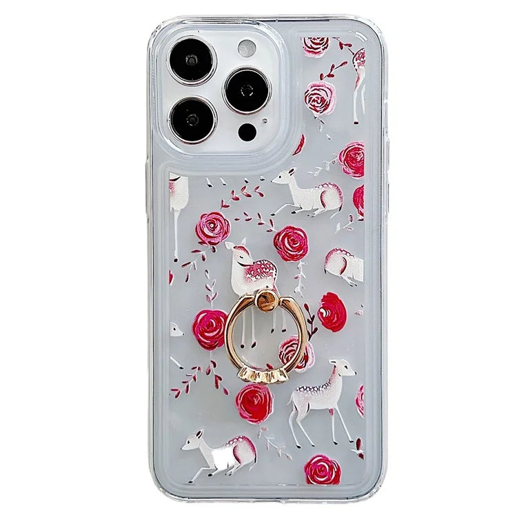 For iPhone 15 Pro Max Phone Case Butterfly Pattern TPU Airbag Cover with Kickstand
