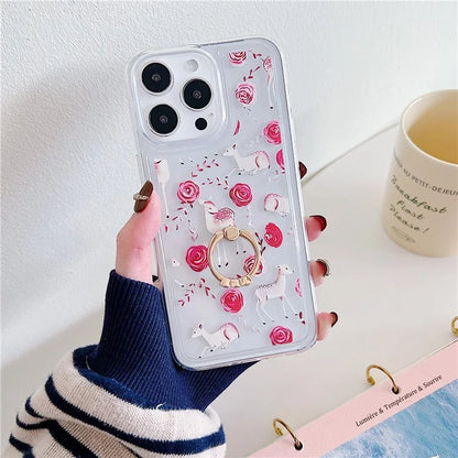 For iPhone 15 Pro Max Phone Case Butterfly Pattern TPU Airbag Cover with Kickstand