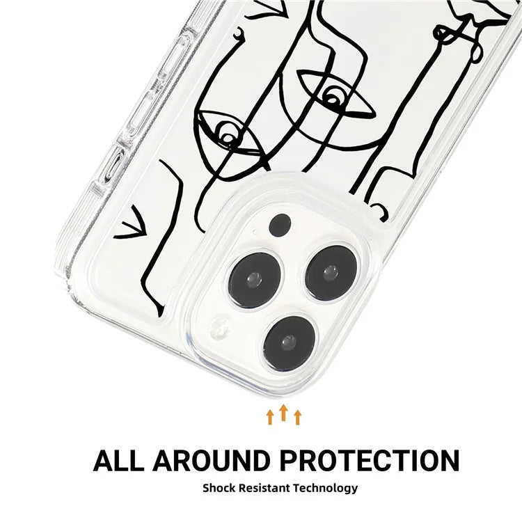 For iPhone 15 Pro TPU Case Pattern Printing Shockproof Airbag Phone Cover