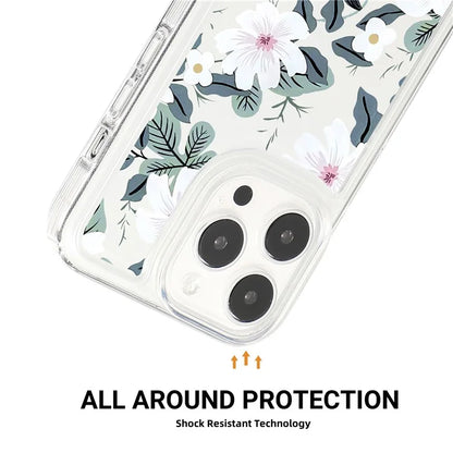 For iPhone 15 Pro TPU Case Clear Airbag Protection Anti-fall Flower Pattern Phone Shell