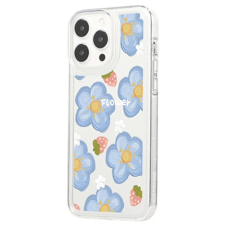 For iPhone 15 Pro TPU Case Clear Airbag Protection Anti-fall Flower Pattern Phone Shell