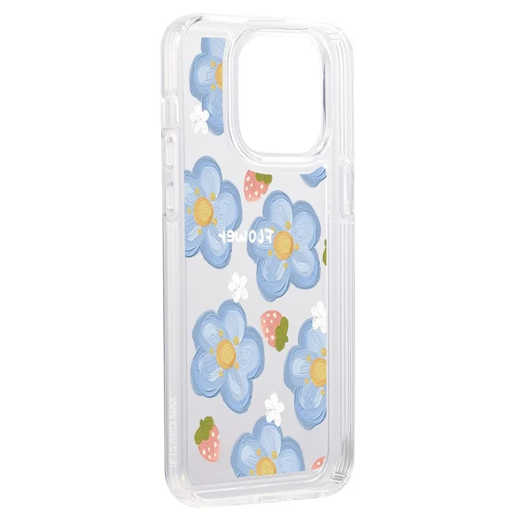 For iPhone 15 Pro TPU Case Clear Airbag Protection Anti-fall Flower Pattern Phone Shell
