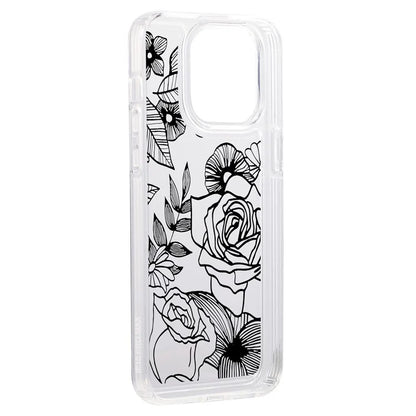 For iPhone 15 Pro TPU Case Clear Airbag Protection Anti-fall Flower Pattern Phone Shell
