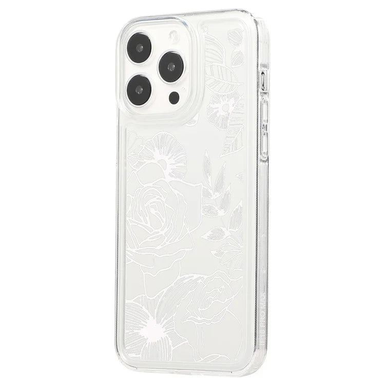For iPhone 15 Pro TPU Case Clear Airbag Protection Anti-fall Flower Pattern Phone Shell