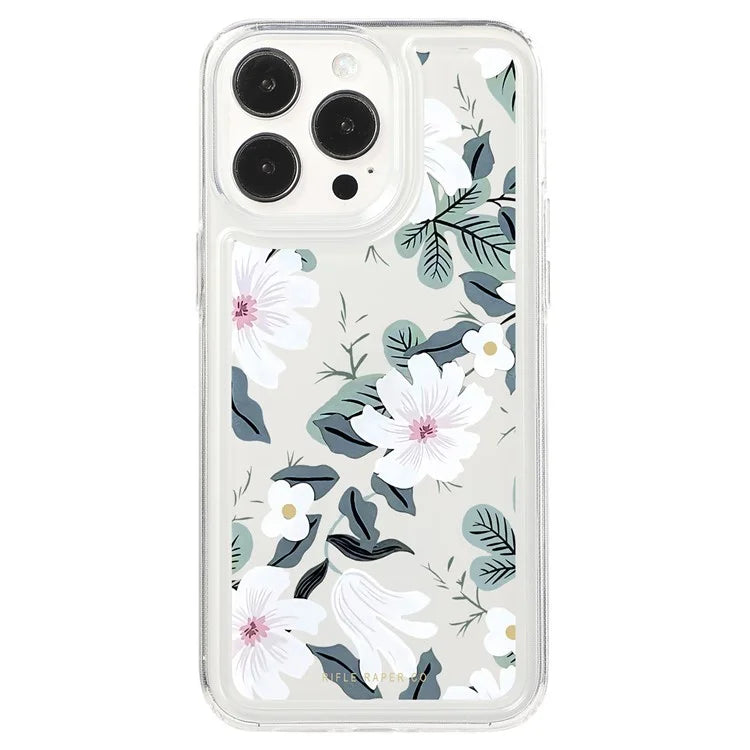 For iPhone 15 Pro Max Clear Case Drop-resistant TPU Flower Printing Pattern Protective Shell
