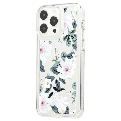 For iPhone 15 Pro Max Clear Case Drop-resistant TPU Flower Printing Pattern Protective Shell