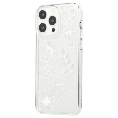 For iPhone 15 Pro Max Clear Case Drop-resistant TPU Flower Printing Pattern Protective Shell