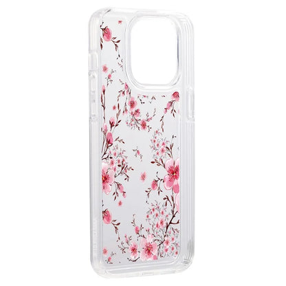 For iPhone 15 Pro Max Clear Case Drop-resistant TPU Flower Printing Pattern Protective Shell