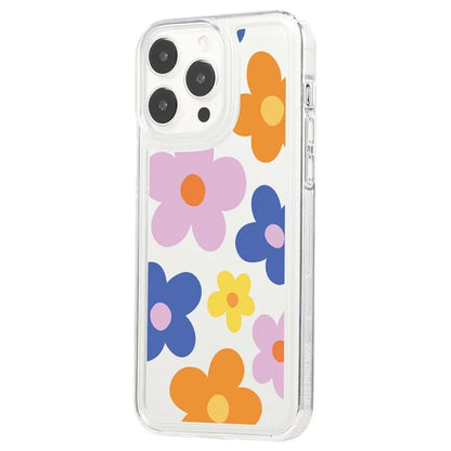 For iPhone 15 Pro Max Clear Case Drop-resistant TPU Flower Printing Pattern Protective Shell