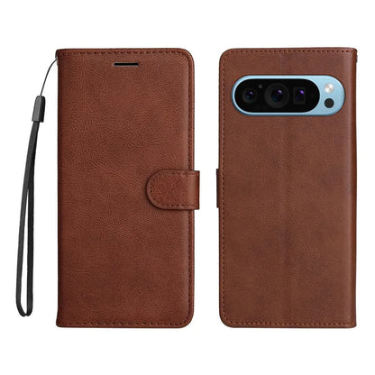 KT Leather Series-2 for Google Pixel 9 Case Stand Wrist Strap Solid Color Phone Cover