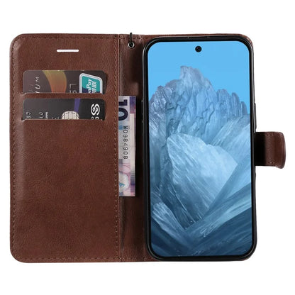 KT Leather Series-2 for Google Pixel 9 Case Stand Wrist Strap Solid Color Phone Cover