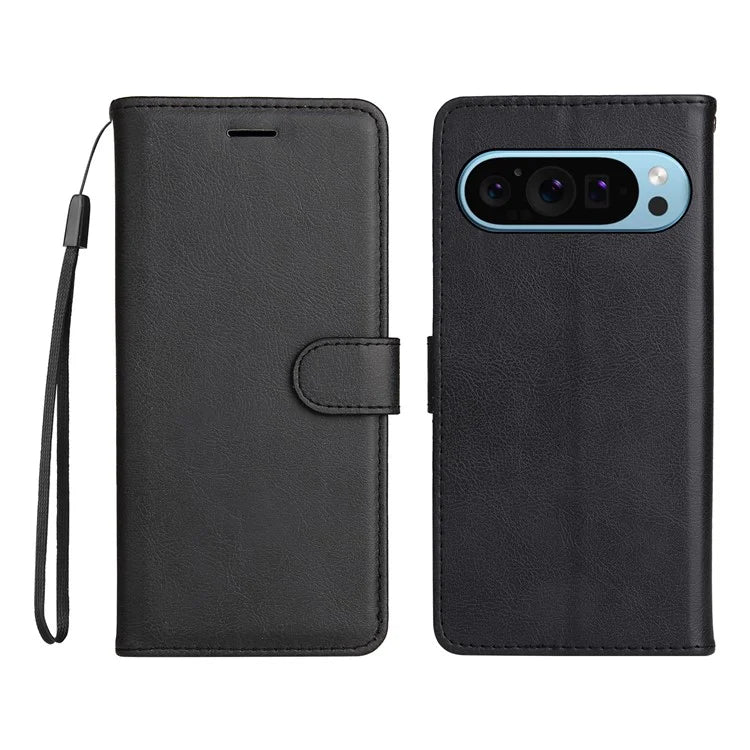 KT Leather Series-2 for Google Pixel 9 Case Stand Wrist Strap Solid Color Phone Cover