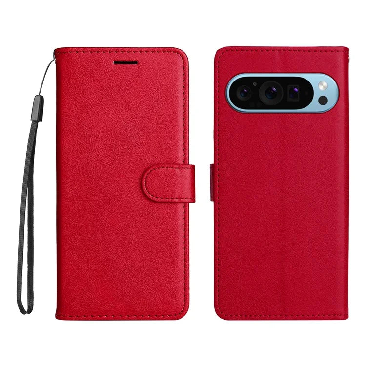 KT Leather Series-2 for Google Pixel 9 Case Stand Wrist Strap Solid Color Phone Cover