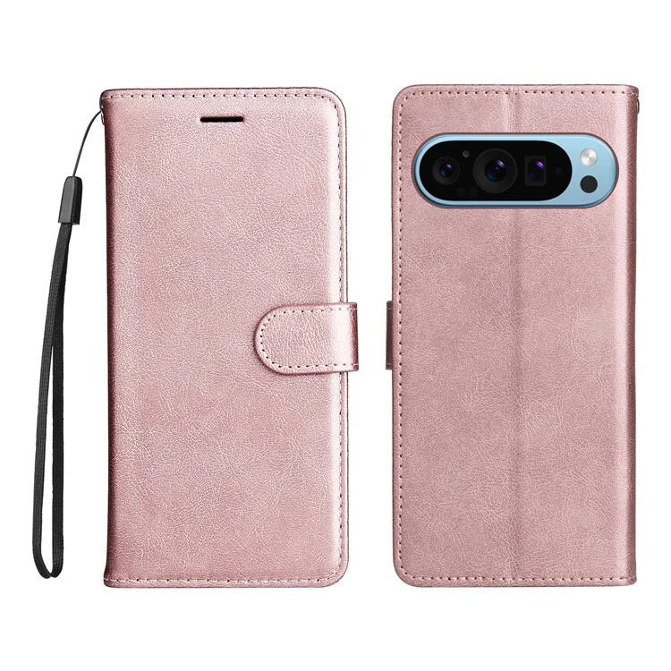 KT Leather Series-2 for Google Pixel 9 Case Stand Wrist Strap Solid Color Phone Cover
