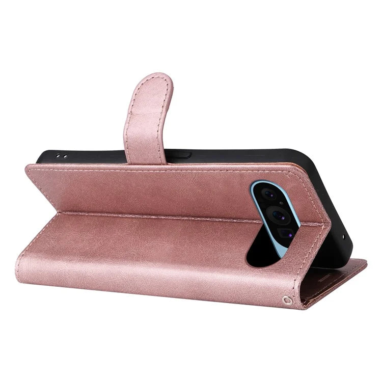KT Leather Series-2 for Google Pixel 9 Case Stand Wrist Strap Solid Color Phone Cover