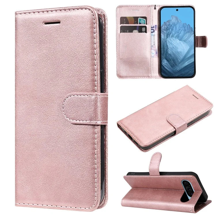 KT Leather Series-2 for Google Pixel 9 Case Stand Wrist Strap Solid Color Phone Cover