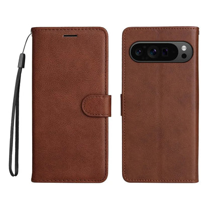 KT Leather Series-2 for Google Pixel 9 Pro Phone Case Flip Wallet Solid Color Phone Cover