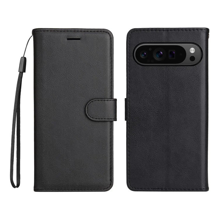 KT Leather Series-2 for Google Pixel 9 Pro Phone Case Flip Wallet Solid Color Phone Cover