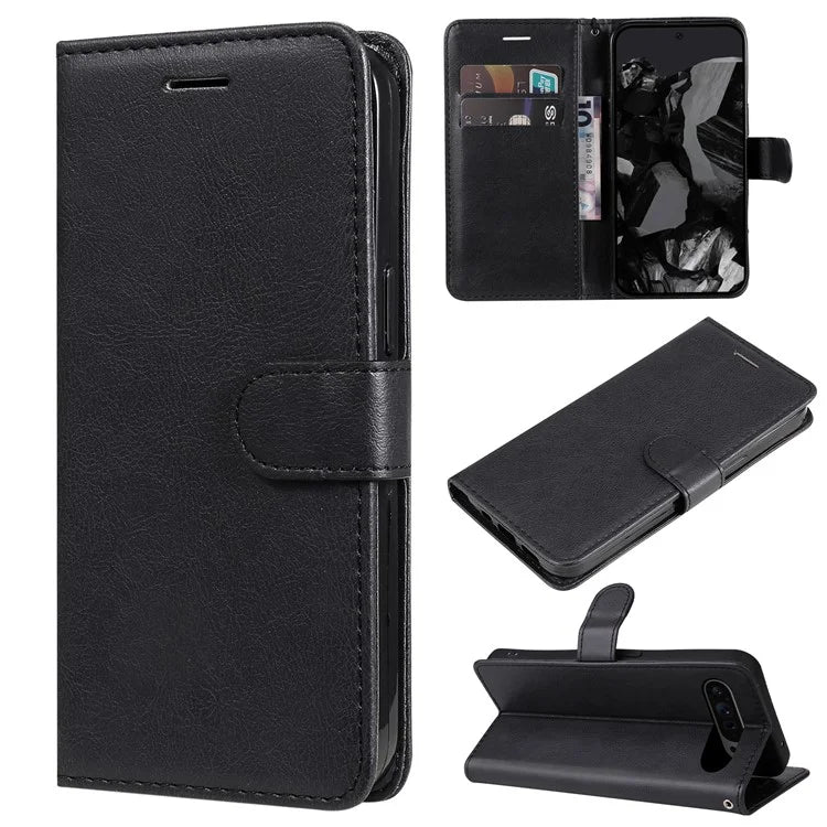 KT Leather Series-2 for Google Pixel 9 Pro Phone Case Flip Wallet Solid Color Phone Cover