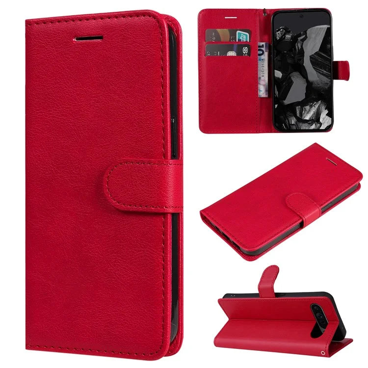 KT Leather Series-2 for Google Pixel 9 Pro Phone Case Flip Wallet Solid Color Phone Cover