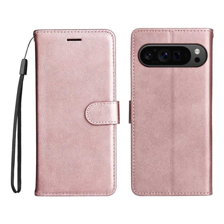 KT Leather Series-2 for Google Pixel 9 Pro Phone Case Flip Wallet Solid Color Phone Cover