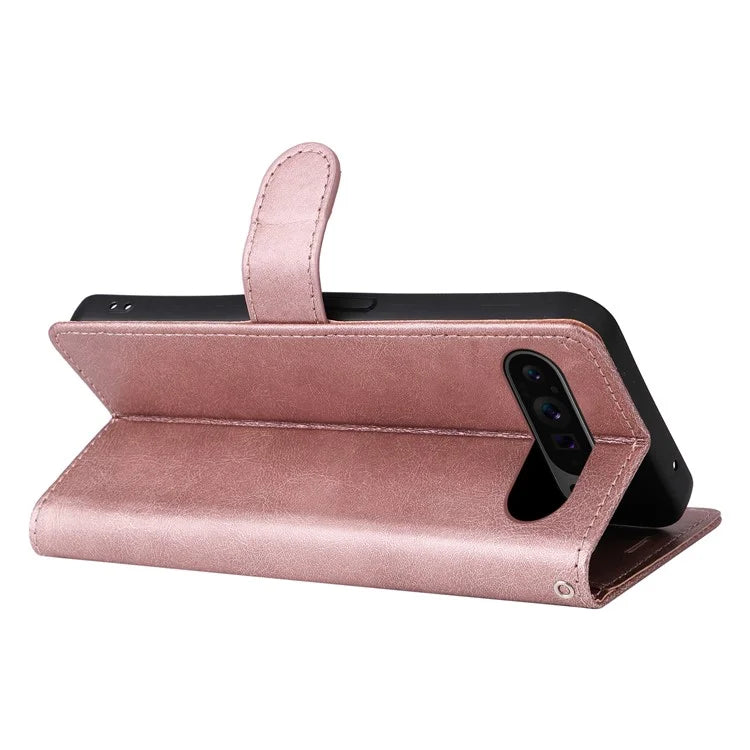 KT Leather Series-2 for Google Pixel 9 Pro Phone Case Flip Wallet Solid Color Phone Cover