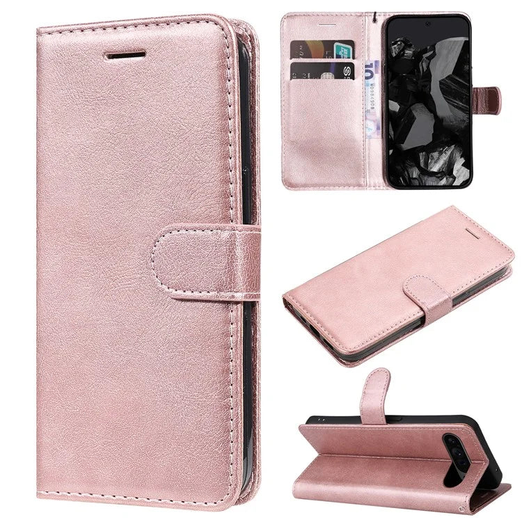 KT Leather Series-2 for Google Pixel 9 Pro Phone Case Flip Wallet Solid Color Phone Cover