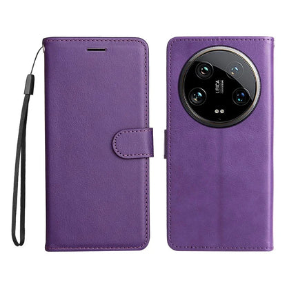 KT Leather Series-2 for Xiaomi 14 Ultra Wallet Case Solid Color Leather Flip Phone Cover