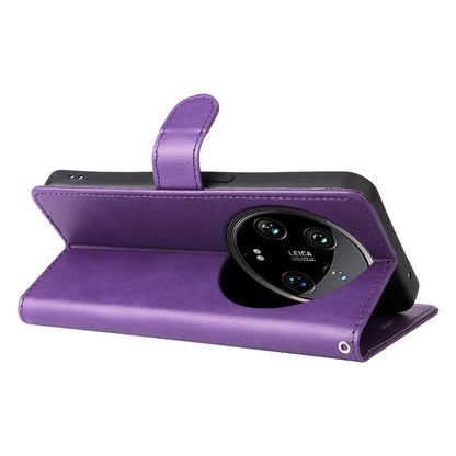 KT Leather Series-2 for Xiaomi 14 Ultra Wallet Case Solid Color Leather Flip Phone Cover