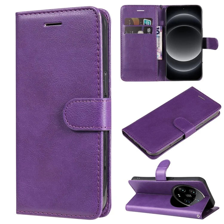 KT Leather Series-2 for Xiaomi 14 Ultra Wallet Case Solid Color Leather Flip Phone Cover