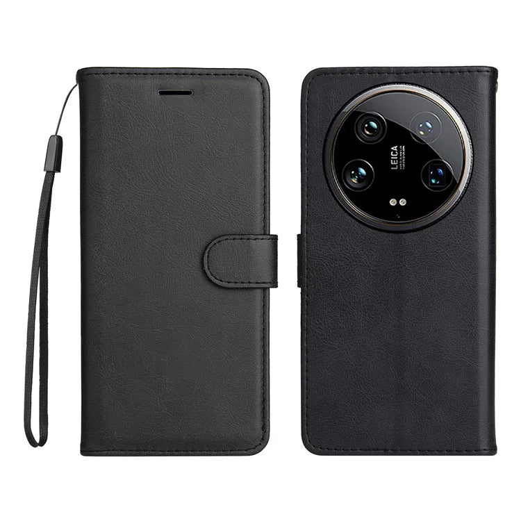 KT Leather Series-2 for Xiaomi 14 Ultra Wallet Case Solid Color Leather Flip Phone Cover