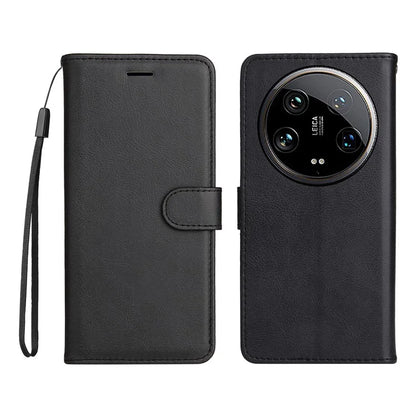 KT Leather Series-2 for Xiaomi 14 Ultra Wallet Case Solid Color Leather Flip Phone Cover