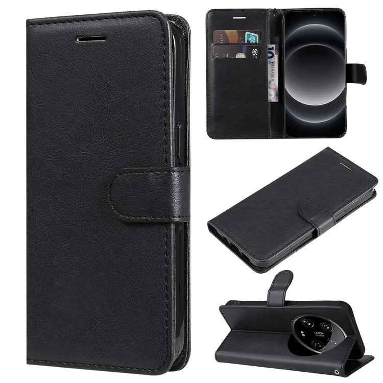 KT Leather Series-2 for Xiaomi 14 Ultra Wallet Case Solid Color Leather Flip Phone Cover