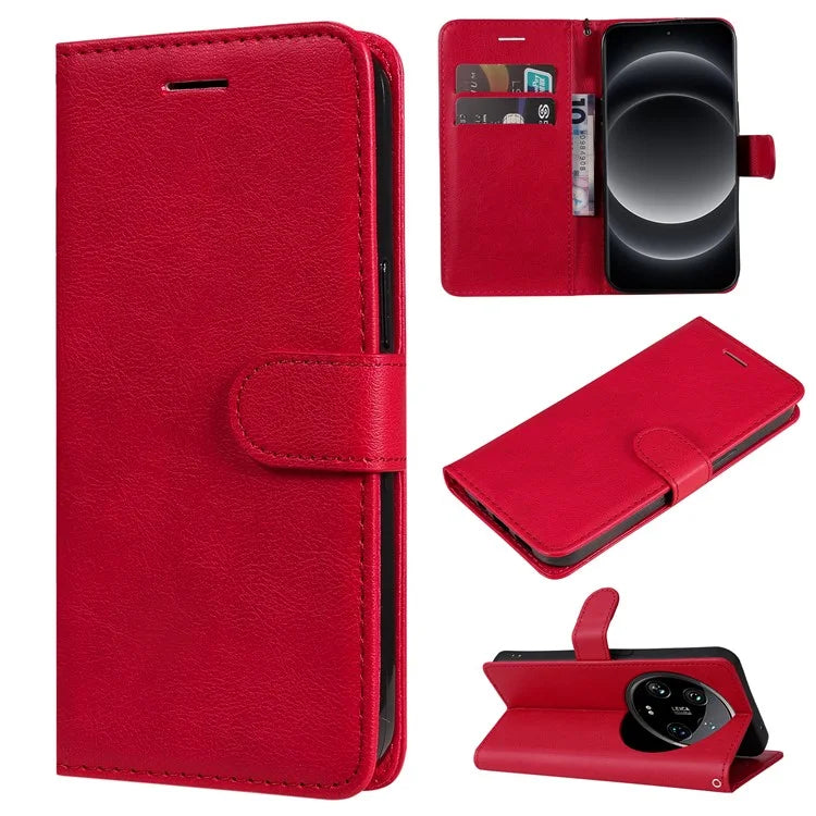 KT Leather Series-2 for Xiaomi 14 Ultra Wallet Case Solid Color Leather Flip Phone Cover