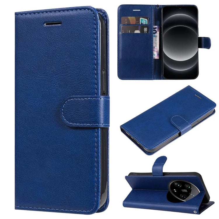 KT Leather Series-2 for Xiaomi 14 Ultra Wallet Case Solid Color Leather Flip Phone Cover
