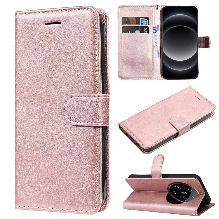 KT Leather Series-2 for Xiaomi 14 Ultra Wallet Case Solid Color Leather Flip Phone Cover