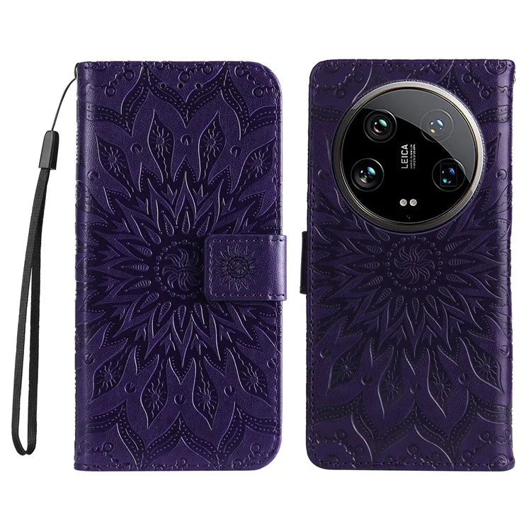 KT Imprinting Flower Series-1 For Xiaomi 14 Ultra Case Leather Wallet Phone Cover with Stand