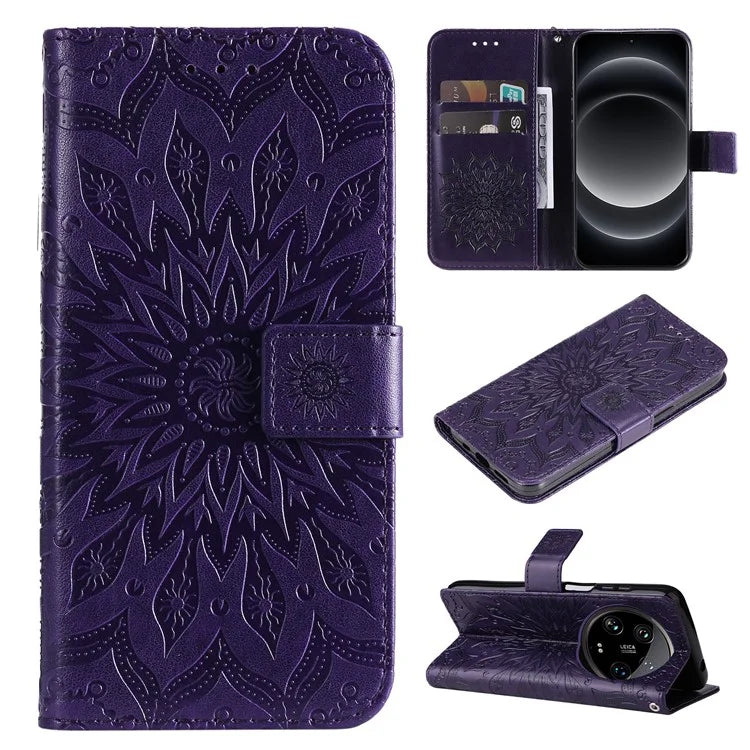 KT Imprinting Flower Series-1 For Xiaomi 14 Ultra Case Leather Wallet Phone Cover with Stand