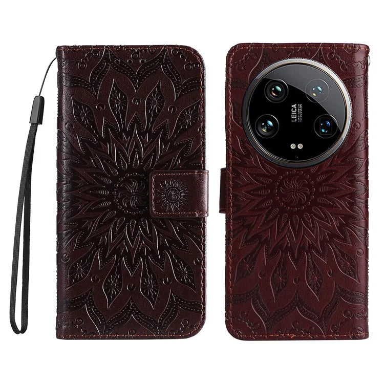 KT Imprinting Flower Series-1 For Xiaomi 14 Ultra Case Leather Wallet Phone Cover with Stand