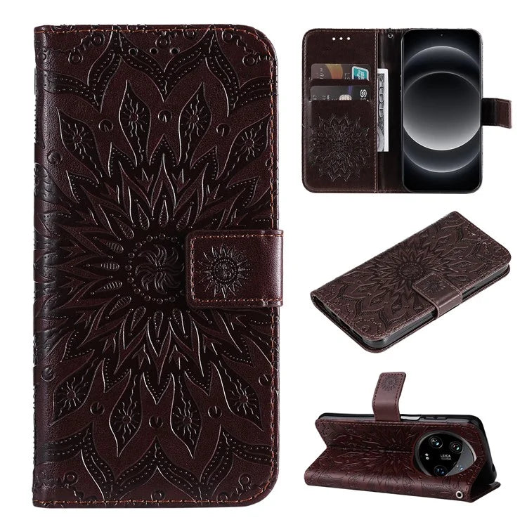 KT Imprinting Flower Series-1 For Xiaomi 14 Ultra Case Leather Wallet Phone Cover with Stand