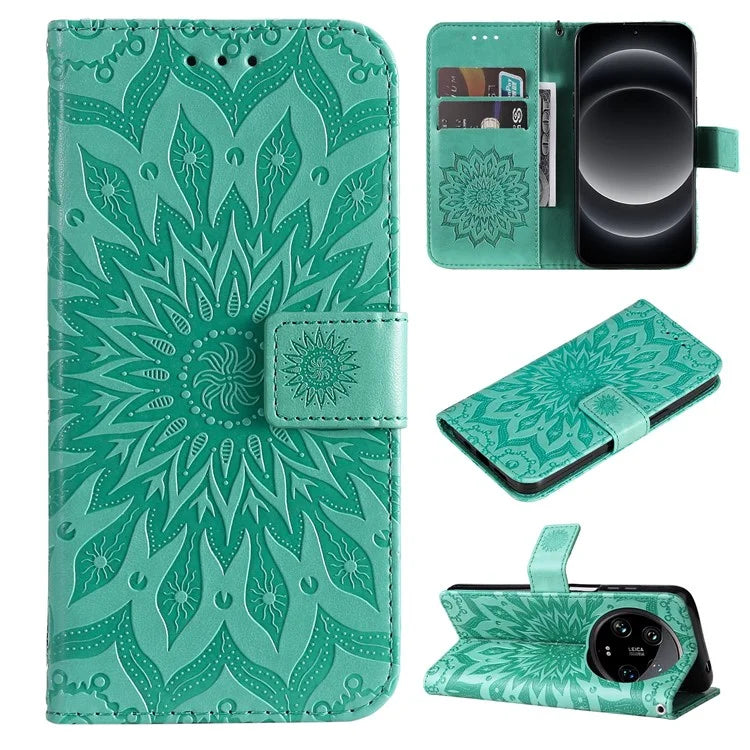 KT Imprinting Flower Series-1 For Xiaomi 14 Ultra Case Leather Wallet Phone Cover with Stand