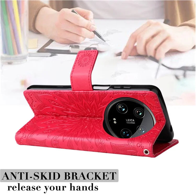 KT Imprinting Flower Series-1 For Xiaomi 14 Ultra Case Leather Wallet Phone Cover with Stand