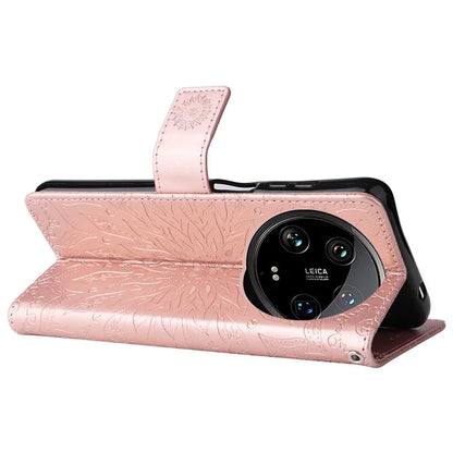 KT Imprinting Flower Series-1 For Xiaomi 14 Ultra Case Leather Wallet Phone Cover with Stand