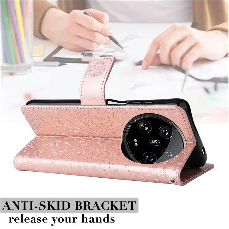 KT Imprinting Flower Series-1 For Xiaomi 14 Ultra Case Leather Wallet Phone Cover with Stand
