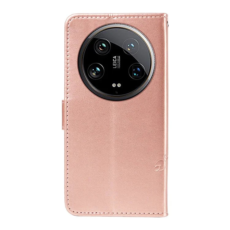 For Xiaomi 14 Ultra Leather Case Butterfly Flower Pattern Imprinted Wallet Phone Cover