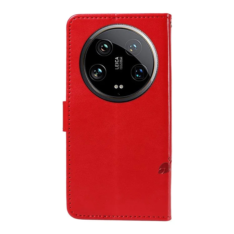 For Xiaomi 14 Ultra Leather Case Butterfly Flower Pattern Imprinted Wallet Phone Cover