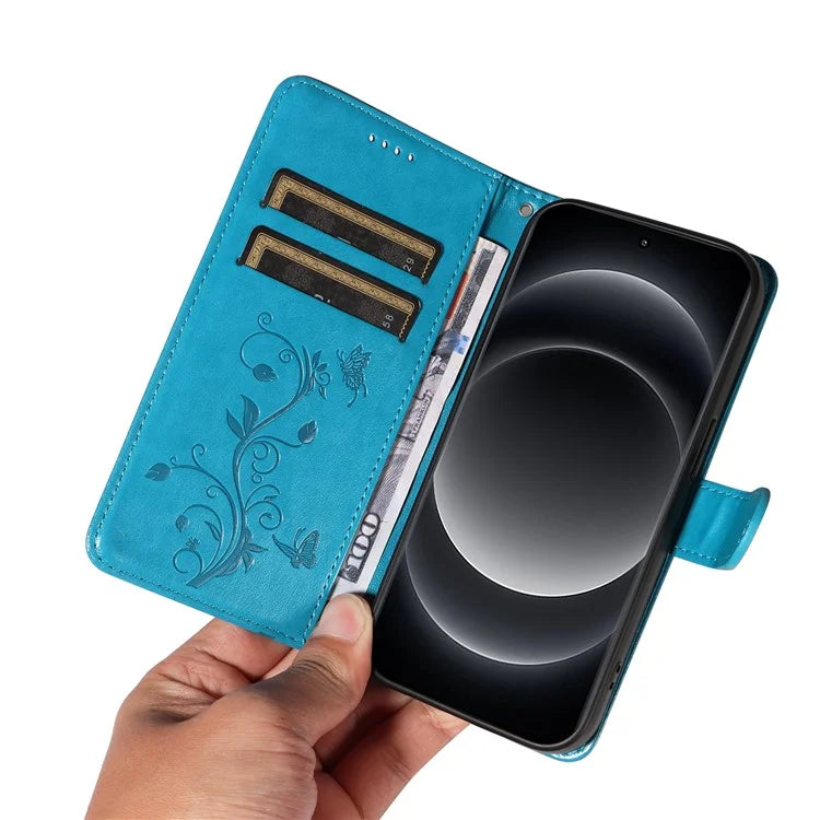 For Xiaomi 14 Ultra Leather Case Butterfly Flower Pattern Imprinted Wallet Phone Cover