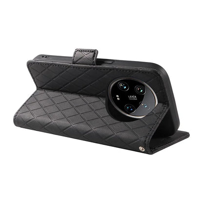 For Xiaomi 14 Ultra Case Imprinted Rhombus Grid Pattern Wallet Phone Cover