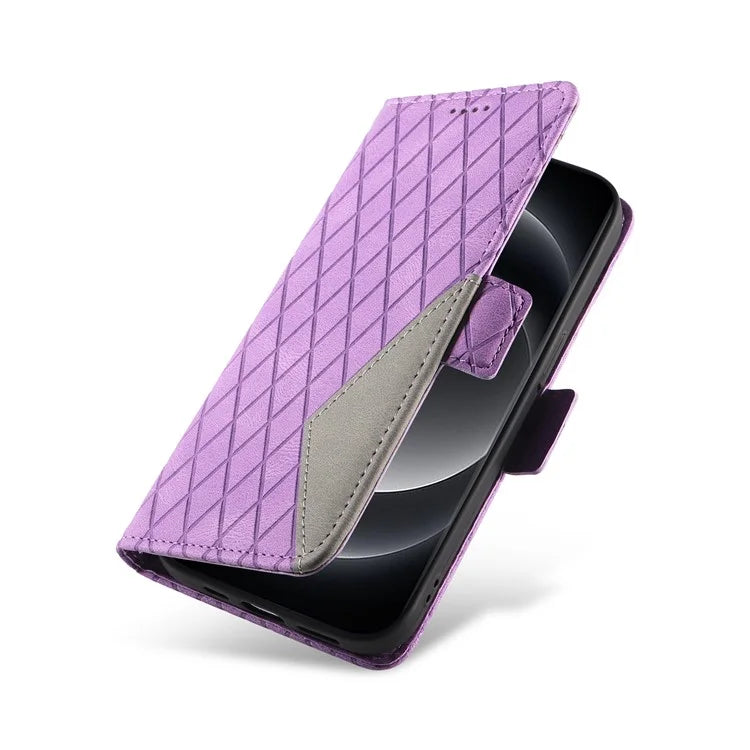 For Xiaomi 14 Ultra Case Imprinted Rhombus Grid Pattern Wallet Phone Cover